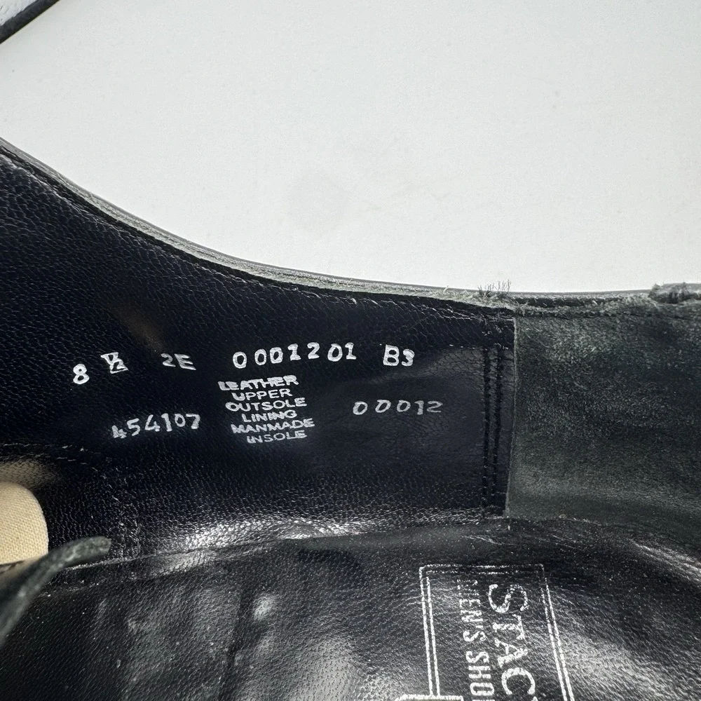 Stacy Adams Oxford Dress Shoes Men 8.5E Black Leather Cap Toe Lace Up USA